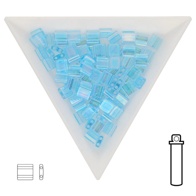 Miyuki Tila bead 5 mm - Transparent Aqua AB - PerlineBeads SA