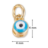 Nazar Perlen-Anhänger "Bösen Blick" • Blau-Weiss Emaille • Goldfarben • 4 x 4 mm - PerlineBeads SA