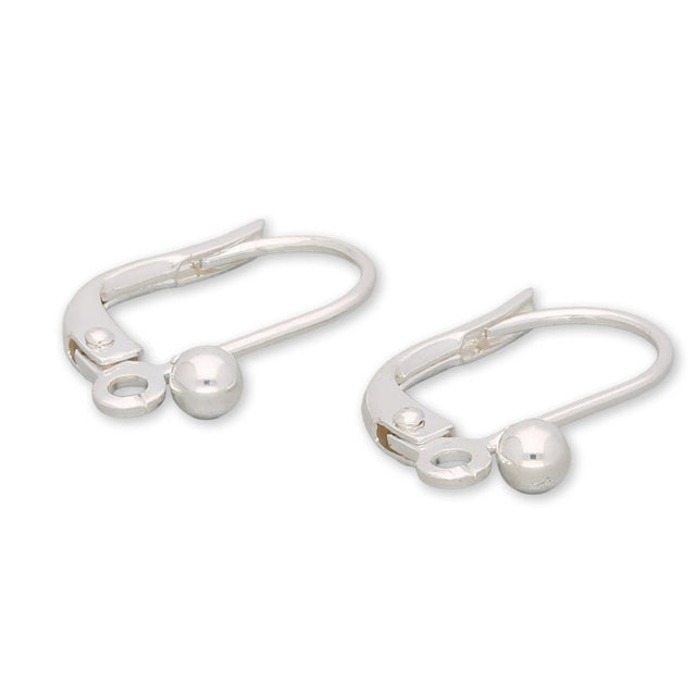 Ohrbügel für Ohrringe mit Kugel – 14.5 x 8 mm - Versilbert (4 Stk.) - PerlineBeads SA