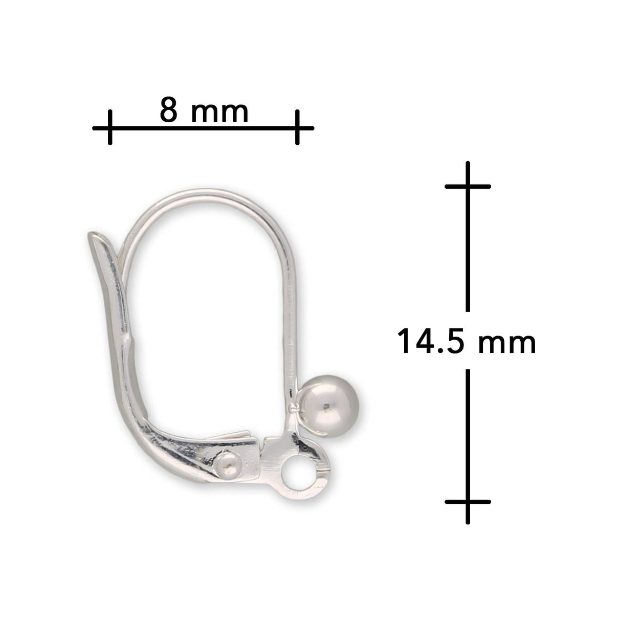 Ohrbügel für Ohrringe mit Kugel – 14.5 x 8 mm - Versilbert (4 Stk.) - PerlineBeads SA