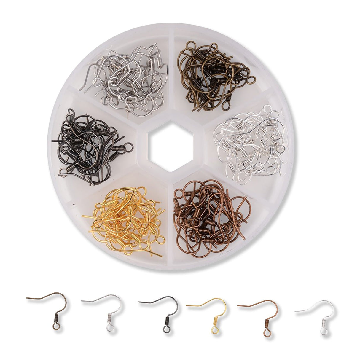 Ohrhaken aus Messing, 6 Farben, 17 mm – 6er-Box - PerlineBeads SA