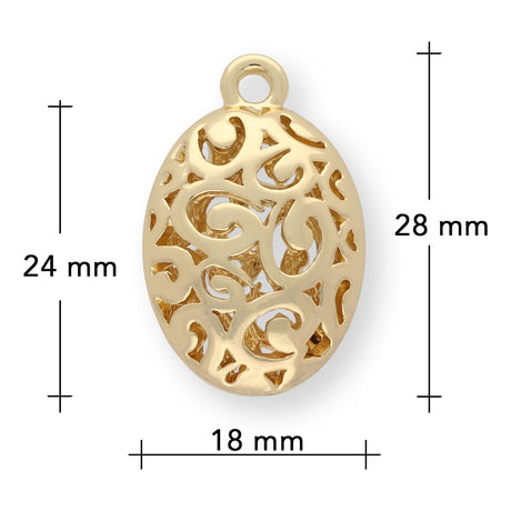 Ovaler Ornament - Anhänger - Farbe gold - PerlineBeads SA