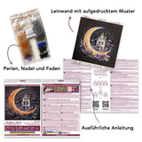 Perlen-Stickbild 15 × 15 cm • Mondsichel & Sternenhimmel - PerlineBeads SA