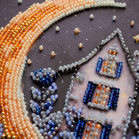 Perlen-Stickbild 15 × 15 cm • Mondsichel & Sternenhimmel - PerlineBeads SA