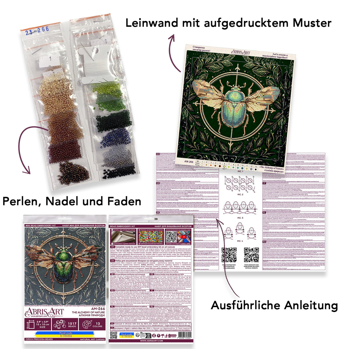 Perlen-Stickbild Käfer • The Alchemy of Nature • 15 x 15 cm - PerlineBeads SA