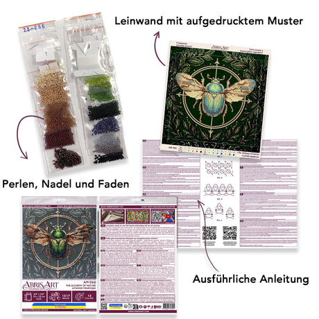 Perlen-Stickbild Käfer • The Alchemy of Nature • 15 x 15 cm - PerlineBeads SA