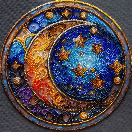 Perlen-Stickbild Mond & Sterne • Magical Dreams • 20 x 20 cm - PerlineBeads SA