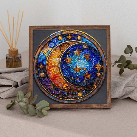 Perlen-Stickbild Mond & Sterne • Magical Dreams • 20 x 20 cm - PerlineBeads SA