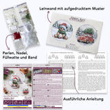 Perlen-Stickset Weihnachtsanhänger • Teddybär & Auto mit Tannenbaum - PerlineBeads SA