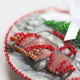Perlen-Stickset Weihnachtsanhänger • Teddybär & Auto mit Tannenbaum - PerlineBeads SA