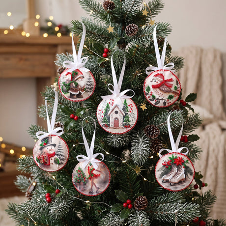 Perlen-Stickset Weihnachtsanhänger • Weihnachtsmann & Schneemann - PerlineBeads SA