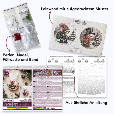 Perlen-Stickset Weihnachtsanhänger • Weihnachtsmann & Schneemann - PerlineBeads SA
