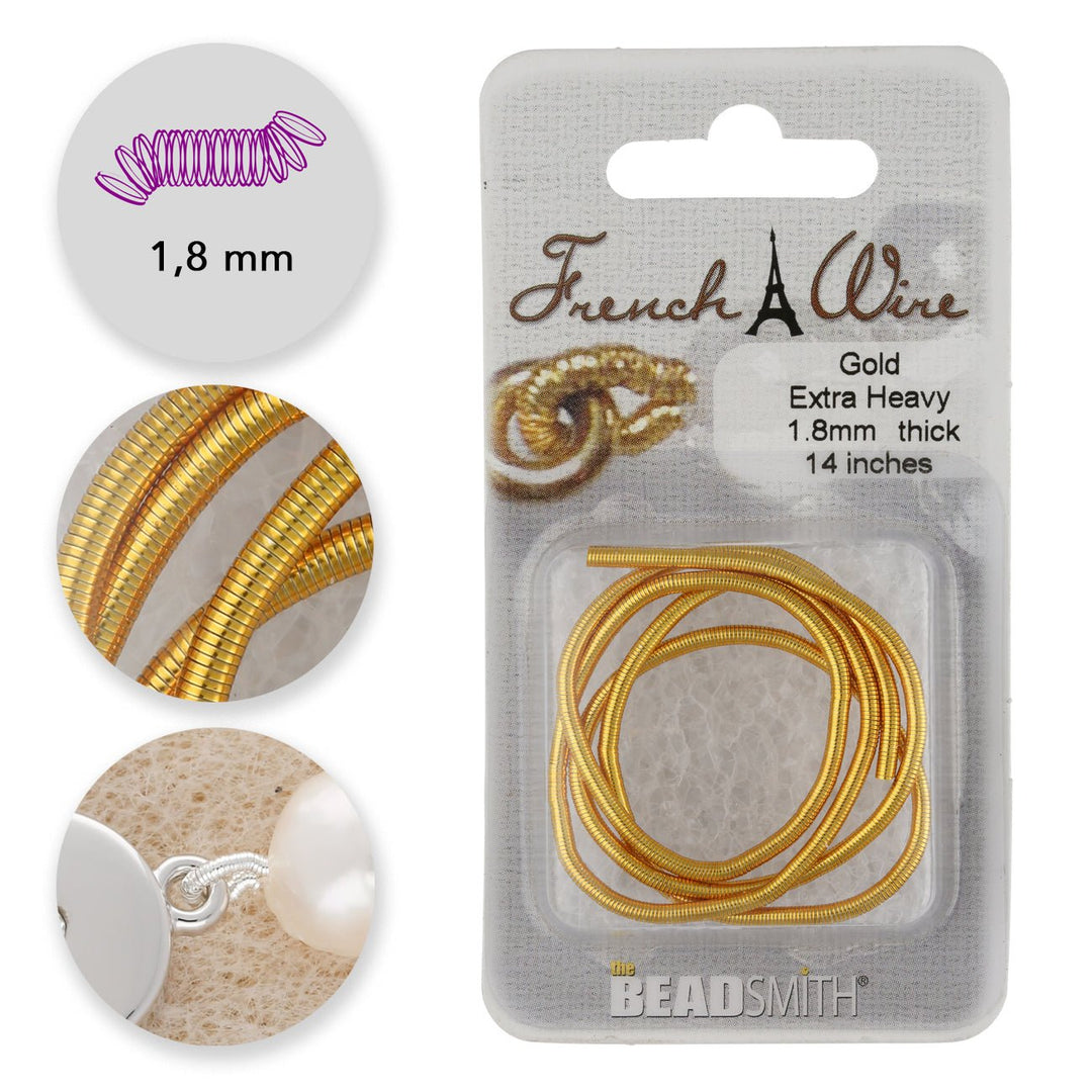 Perlspiraldraht (French Wire) 1,8 mm - Extra Heavy- Farbe Gold - PerlineBeads