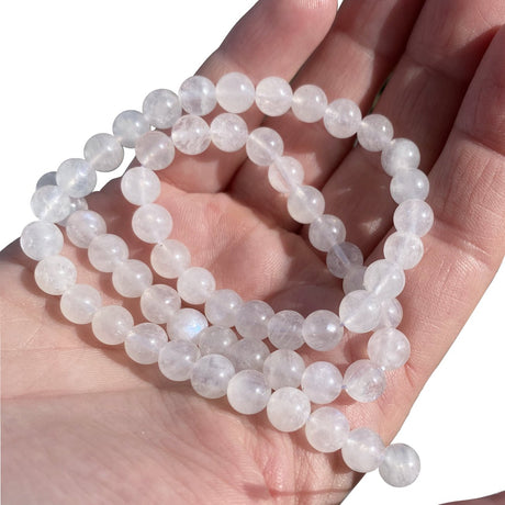 Regenbogen - Mondstein Perlen rund - 6 mm - Weiss - PerlineBeads SA