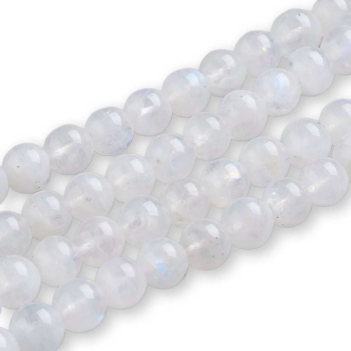 Regenbogen - Mondstein Perlen rund - 6 mm - Weiss - PerlineBeads SA