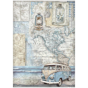 Reispapier - Decoupage "Silent Sea" - Minibus - A4 - PerlineBeads SA