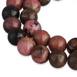 Rhodonit Perlen mit Matrix · rund · 8 mm - PerlineBeads SA