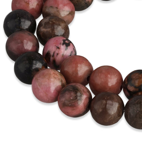 Rhodonit Perlen mit Matrix · rund · 8 mm - PerlineBeads SA