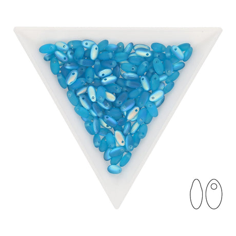 Rizo Glasperlen - 2,5 x 6 mm - Aqua AB Matted - PerlineBeads SA