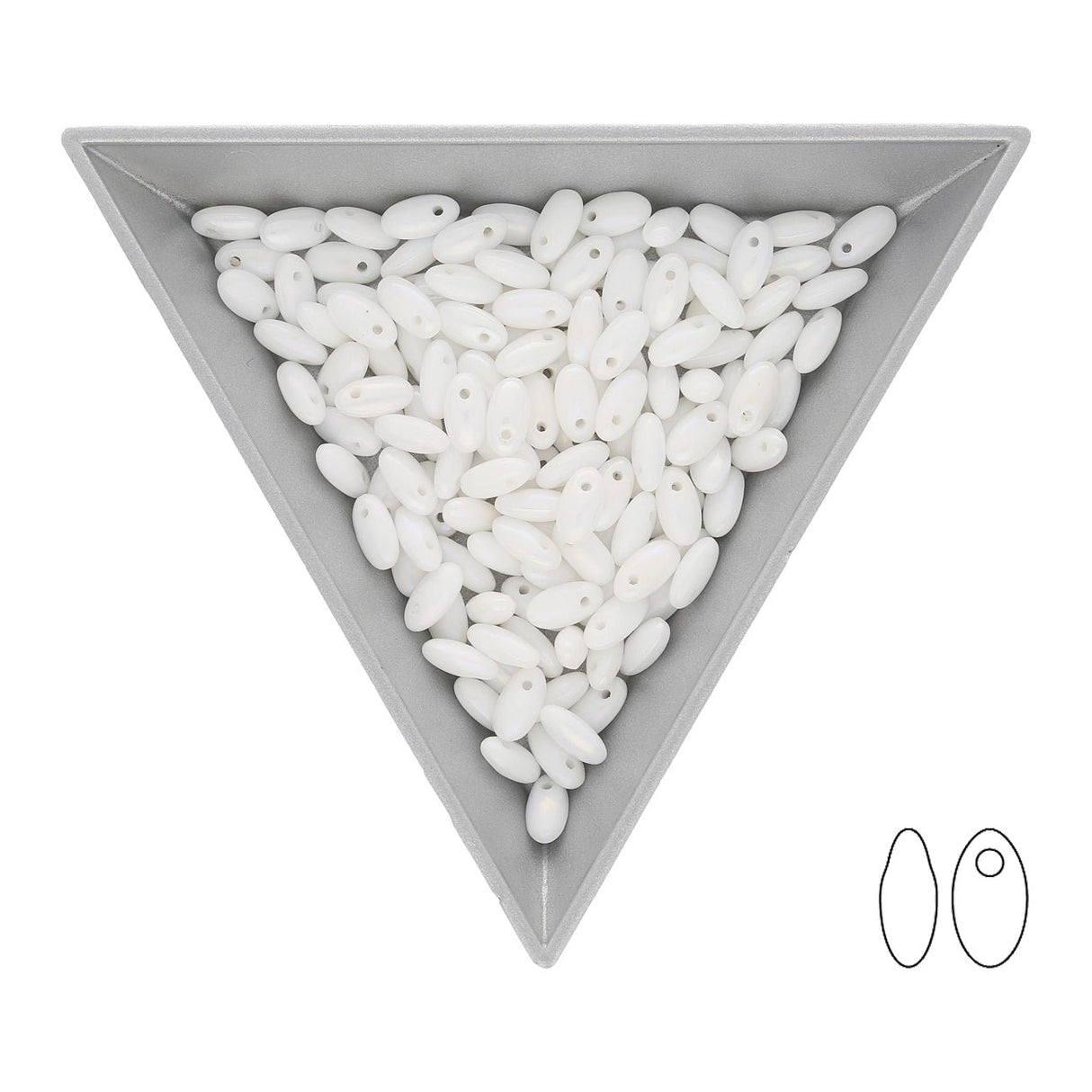 Rizo Glasperlen - 2,5 x 6 mm - Chalk White Luster - PerlineBeads SA