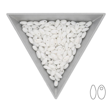 Rizo Glasperlen - 2,5 x 6 mm - Chalk White Luster - PerlineBeads SA