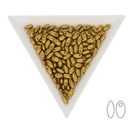 Rizo Glasperlen - 2,5 x 6 mm - Crystal Olive Gold - PerlineBeads SA