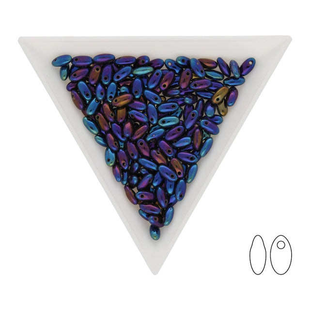 Rizo Glasperlen - 2,5 x 6 mm - Jet Blue Iris - PerlineBeads SA