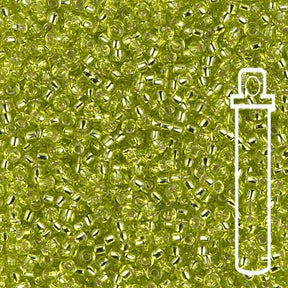 Rocailles - Perlen Miyuki 11/0 – Silver - Lined Chartruese - PerlineBeads SA