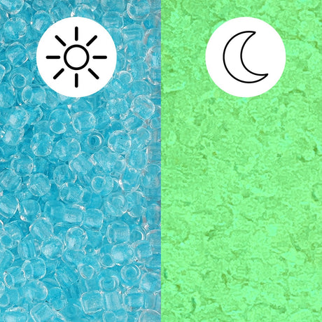 Rocailles-Perlen Toho 11/0 • Glow in the Dark • Baby Blue/Bright Green - PerlineBeads SA