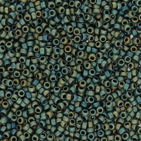 Rocailles - Perlen Toho 15/0 – Frosted Metallic Iris - Green/Brown - PerlineBeads SA