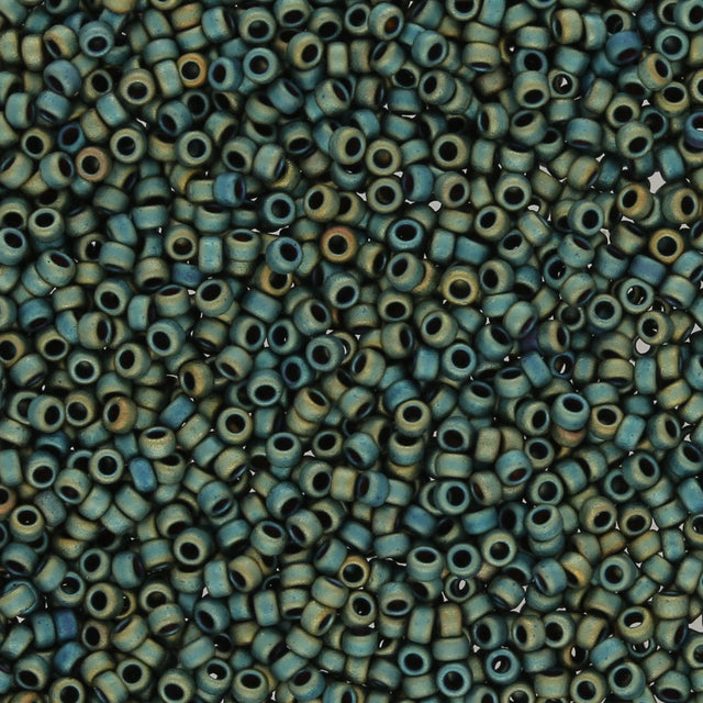 Rocailles - Perlen Toho 15/0 – Frosted Metallic Iris - Green/Brown - PerlineBeads SA