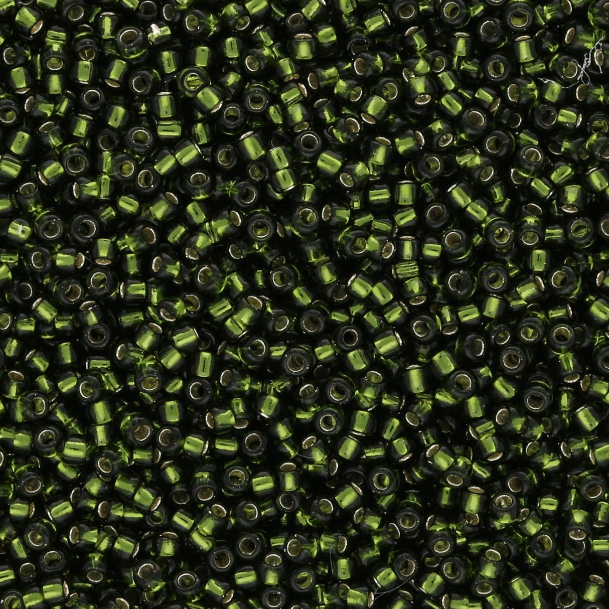 Rocailles - Perlen Toho 15/0 – Silver - Lined Olivine - PerlineBeads SA