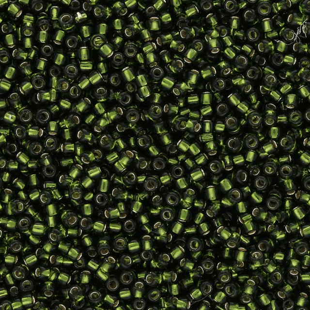Rocailles - Perlen Toho 15/0 – Silver - Lined Olivine - PerlineBeads SA