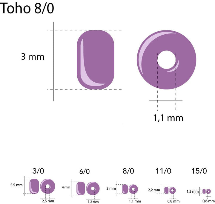 Rocailles - Perlen Toho 8/0 – Inside Color Gray/Magenta Lined - PerlineBeads SA