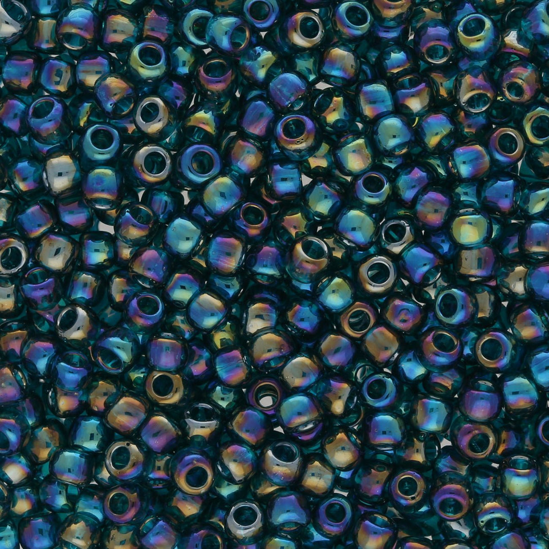 Rocailles-Perlen Toho 8/0 – Transparent-Rainbow Teal - PerlineBeads