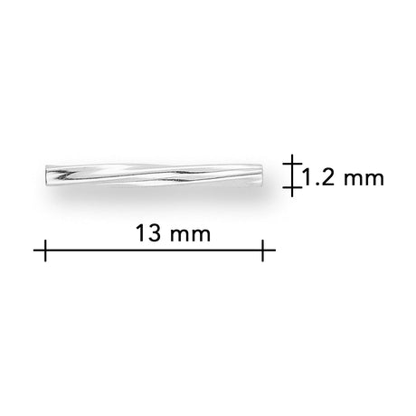 Rohrperle aus Metall, verdreht - 13 mm - Farbe Silber (± 50 Stk.) - PerlineBeads SA