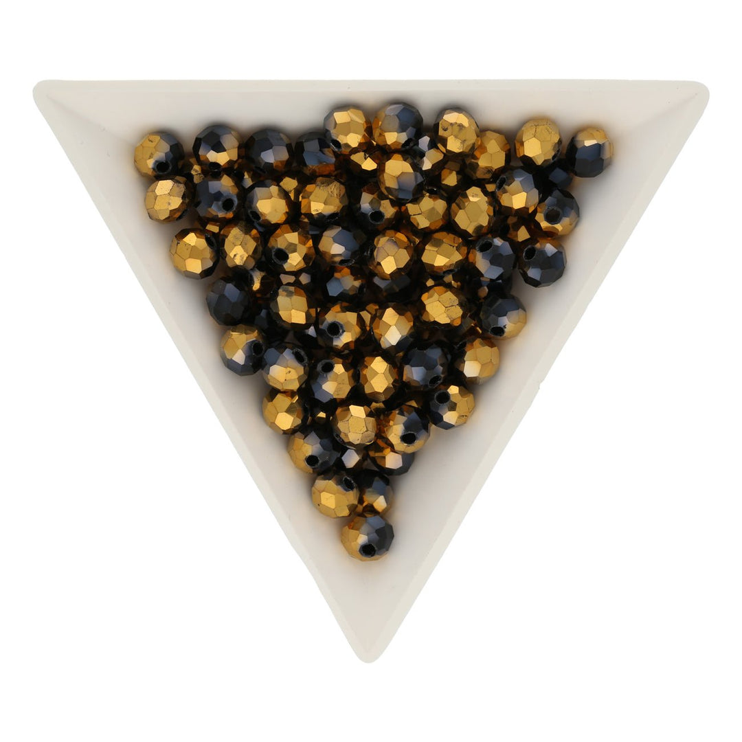 Rondellen aus facettiertem Glas 6x5 mm - Black Half Gold Plated - PerlineBeads