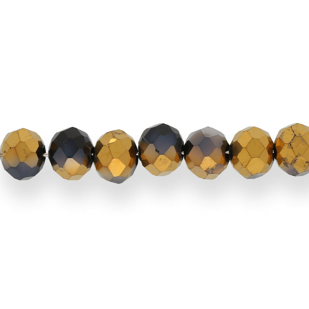 Rondellen aus facettiertem Glas 6x5 mm - Black Half Gold Plated - PerlineBeads