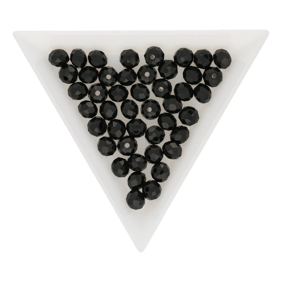Rondellen aus facettiertem Glas 6x5 mm - Schwarz - PerlineBeads