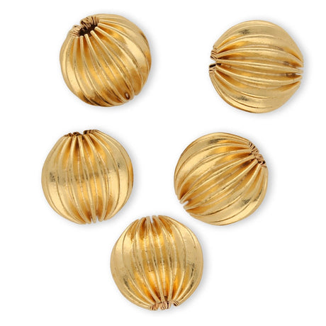 Runde gewellte Metallperle ∅ ca. 10 mm - Vergoldet (5 Stk.) - PerlineBeads SA
