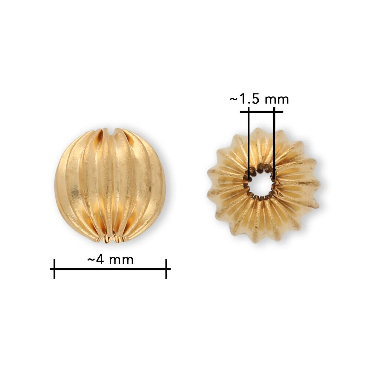 Runde gewellte Metallperle ∅ ca. 4 mm - Vergoldet (20 Stk.) - PerlineBeads SA