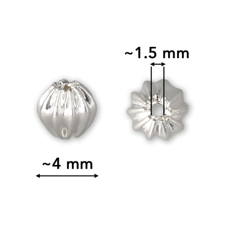 Runde gewellte Metallperle ∅ ca. 4 mm - Versilbert (20 Stk.) - PerlineBeads SA
