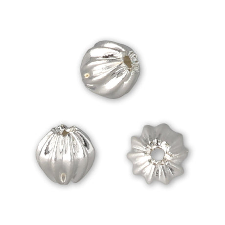 Runde gewellte Metallperle ∅ ca. 4 mm - Versilbert (20 Stk.) - PerlineBeads SA