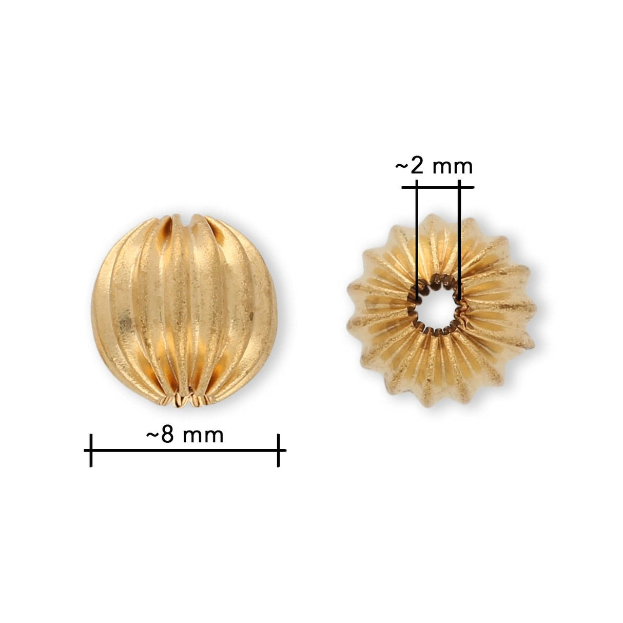 Runde gewellte Metallperle ∅ ca. 8 mm - Vergoldet (10 Stk.) - PerlineBeads SA