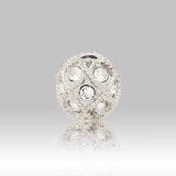 Runde Metallperle 10 mm rhodiniert mit 15 Swarovski® Kristalle - PerlineBeads SA