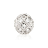 Runde Metallperle 10 mm rhodiniert mit 15 Swarovski® Kristalle - PerlineBeads SA