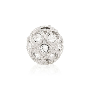 Runde Metallperle 10 mm rhodiniert mit 15 Swarovski® Kristalle - PerlineBeads SA