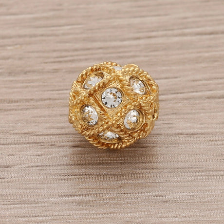 Runde Metallperle 10 mm vergoldet mit 15 Swarovski® Kristalle - PerlineBeads SA