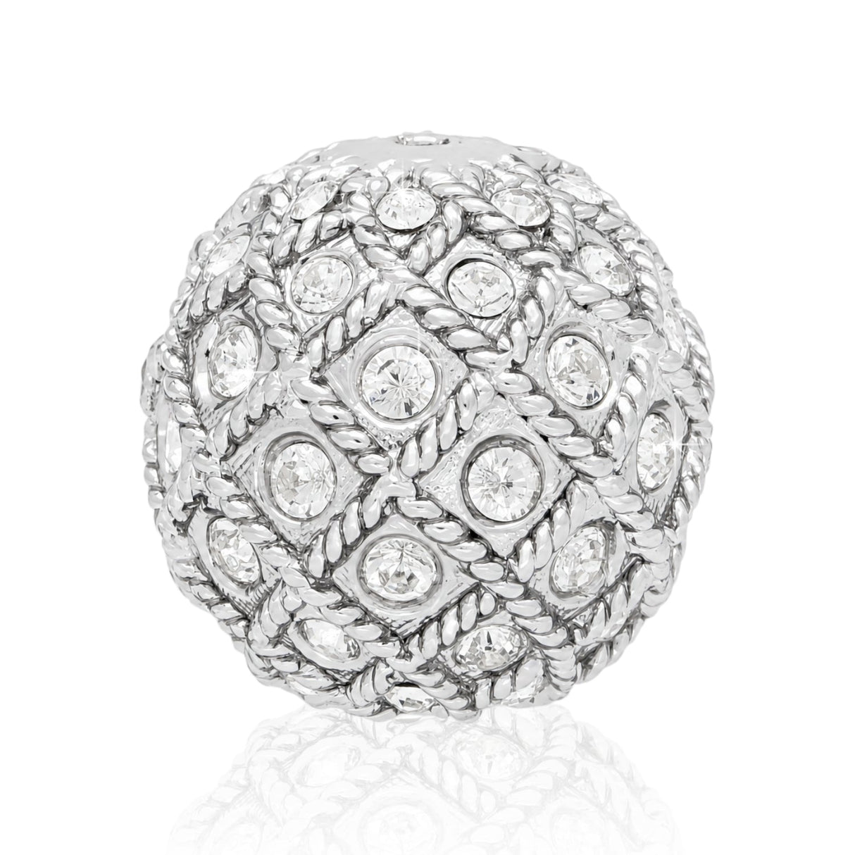 Runde Metallperle 17 mm rhodiniert mit 56 Swarovski® Kristalle - PerlineBeads SA