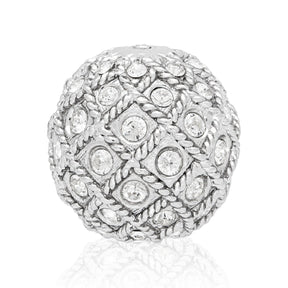 Runde Metallperle 17 mm rhodiniert mit 56 Swarovski® Kristalle - PerlineBeads SA